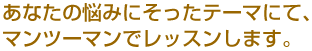 あなたの悩みにそったテーマにて、あなたの悩みにそったテーマにて、
マンツーマンでレッスンします。